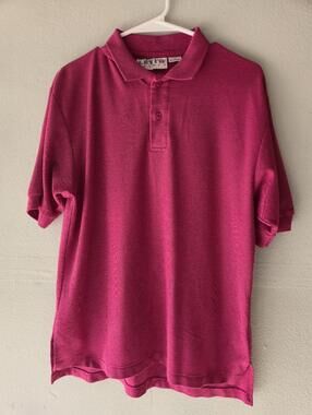 VTG 80s 90S LEVIS Polo Shirt Mens MEDIUM MAGENTA Single Stitch